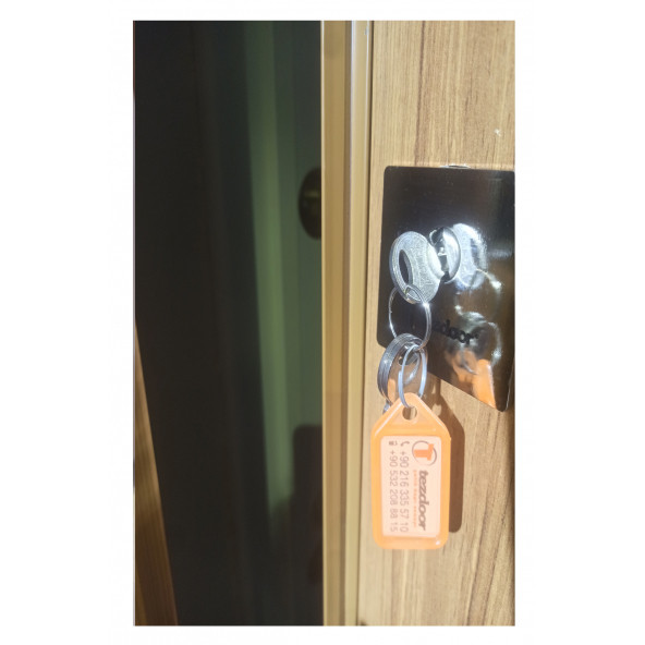 Tezwood 3653 Ahşap Kaplama Düz Model Çelik Kapı, Daire Kapısı, Villa Kapısı Sol Açılım - 4