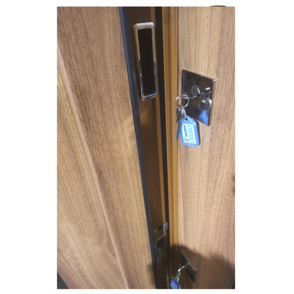 Tezwood 3593 Ahşap Kaplama ABD Rustik Çizgili Düz Model Çelik Kapı, Daire Kapısı, Villa Kapısı - Resim 3