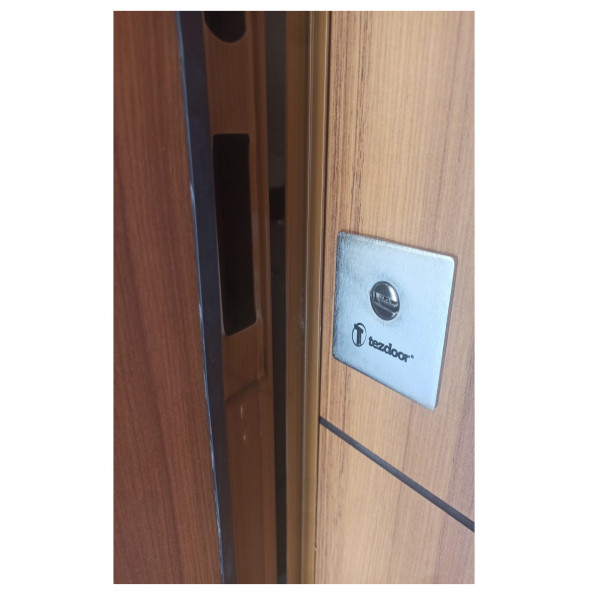 Tezwood 3593 Ahşap Kaplama ABD Rustik Çizgili Düz Model Çelik Kapı, Daire Kapısı, Villa Kapısı - Resim 6