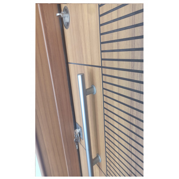 Tezwood 3593 Ahşap Kaplama ABD Rustik Çizgili Düz Model Çelik Kapı, Daire Kapısı, Villa Kapısı - Resim 7