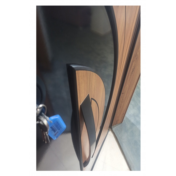 Tezwood 3460 Ahşap Kaplama Kabartma Model Çelik Kapı, Daire Kapısı, Villa Kapısı ürün görseli