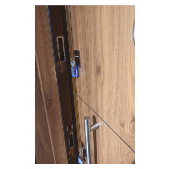 Tezwood 3460 Ahşap Kaplama Kabartma Model Çelik Kapı, Daire Kapısı, Villa Kapısı - Resim 3