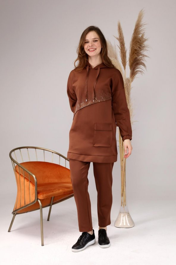 Kadın Büyük Beden Spor Alt Üst Takım Kapşonlu - 2