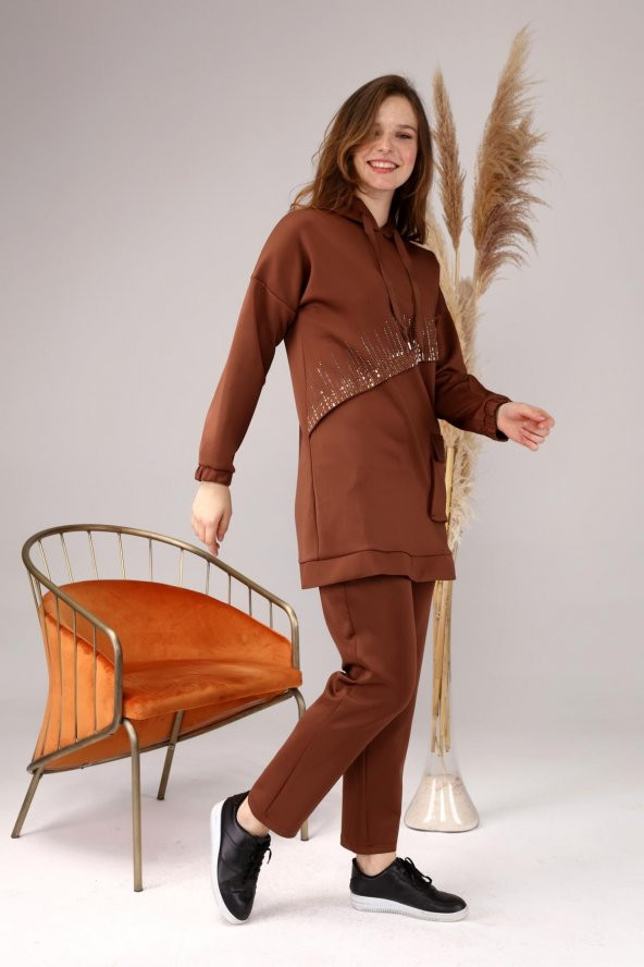 Kadın Büyük Beden Spor Alt Üst Takım Kapşonlu - 3