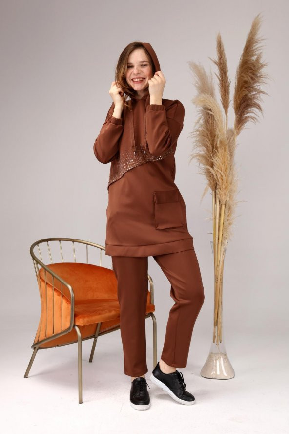 Kadın Büyük Beden Spor Alt Üst Takım Kapşonlu - 4