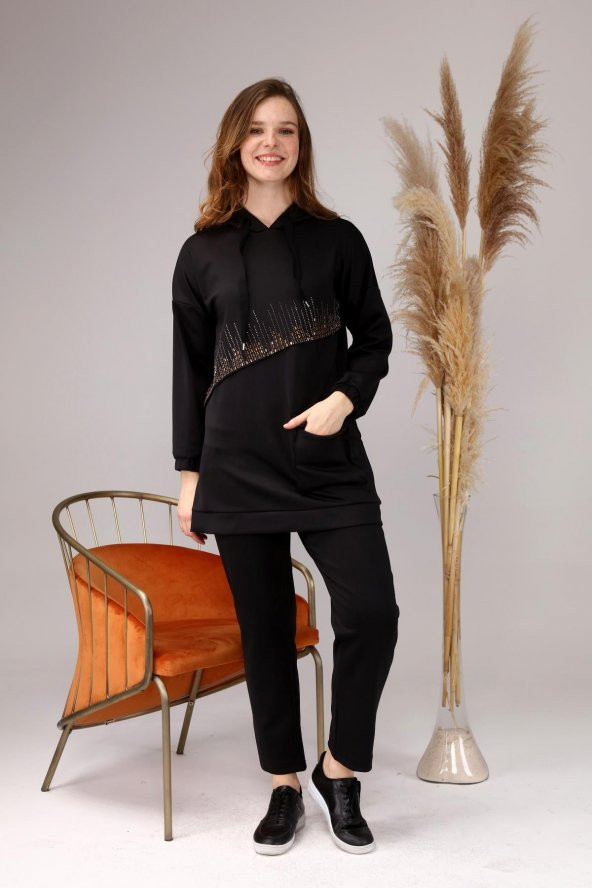 Kadın Büyük Beden Spor Alt Üst Takım Kapşonlu - 8