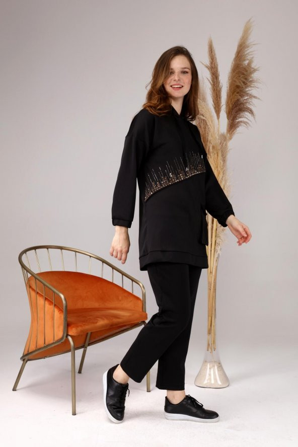 Kadın Büyük Beden Spor Alt Üst Takım Kapşonlu - 9