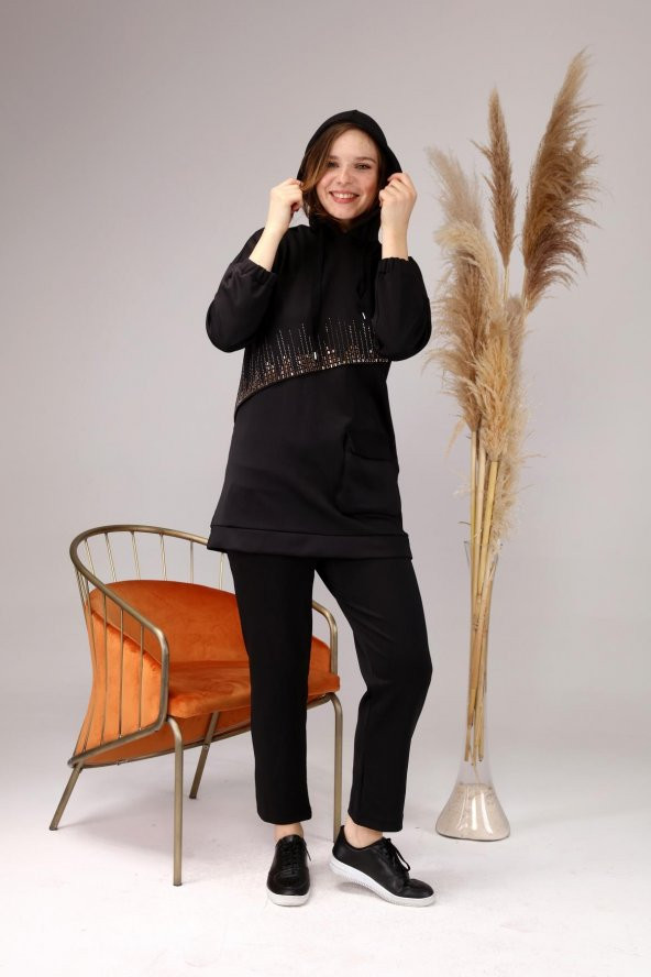 Kadın Büyük Beden Spor Alt Üst Takım Kapşonlu - 10