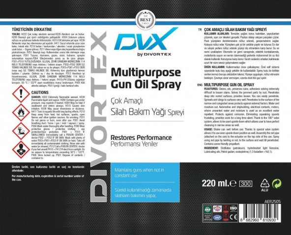 Dvx Silah Çok Amaçlı Bakım Spreyi 220 ml. - 2