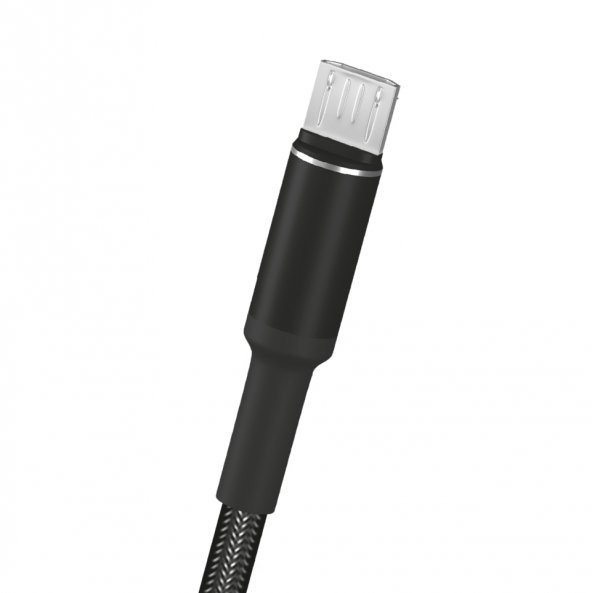FitPlus Round RS-201 Micro USB Data/Şarj Kablosu 3A 2mt Örgü - Siyah - 4