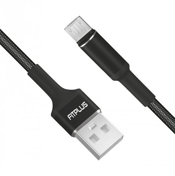 FitPlus Round RS-201 Micro USB Data/Şarj Kablosu 3A 2mt Örgü - Siyah - 5