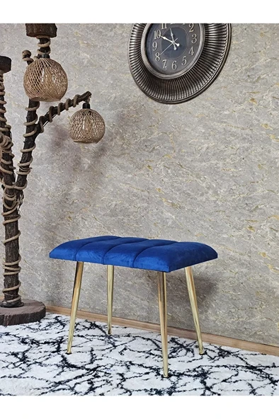 Gold Sivriltme Ayaklı 60 cm Puf Bench - Puf - Bench - Oturak - Mutfak Oturağı - Antre Oturağı Mavi Renk 60 x 40 Boyut/Ebat ürün görseli