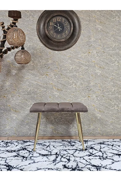 Gold Sivriltme Ayaklı 60 cm Puf Bench - Puf - Bench - Oturak - Mutfak Oturağı - Antre Oturağı Kahverengi Renk 60 x 40 Boyut/Ebat - Resim 2