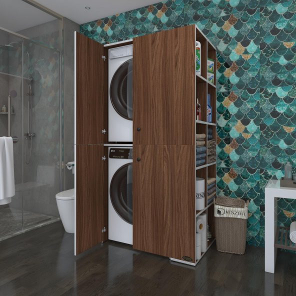 Kenzlife çamaşır-kurutma makinesi dolabı kapaklı fedyenka cvz 180*090*60 banyo arkalıksız ürün görseli 1