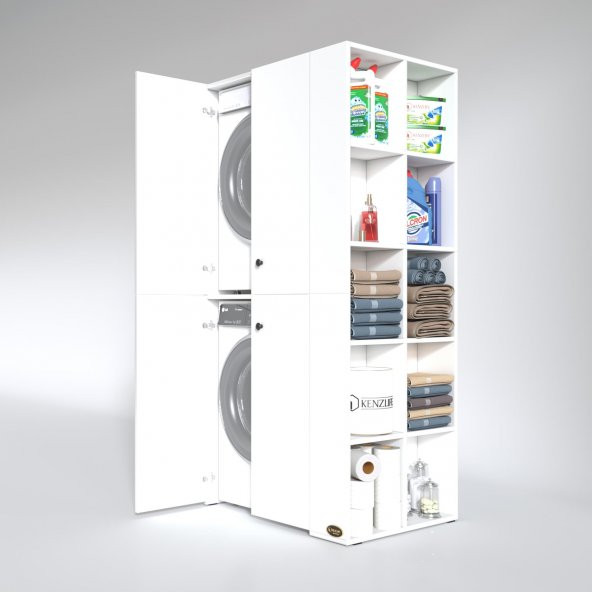 Kenzlife çamaşır-kurutma makinesi dolabı kapaklı fedyenka byz 180X090X60 banyo arkalıksız - 2
