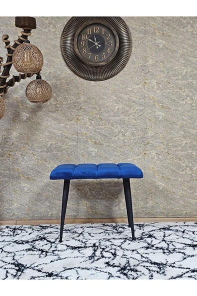 Siyah Sivriltmel Ayaklı 60 cm Puf Bench - Puf - Bench - Oturak - Mutfak Oturağı - Antre Oturağı Mavi Renk 60 x 40 Boyut/Ebat - Resim 2