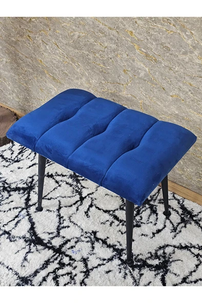 Siyah Sivriltmel Ayaklı 60 cm Puf Bench - Puf - Bench - Oturak - Mutfak Oturağı - Antre Oturağı Mavi Renk 60 x 40 Boyut/Ebat - Resim 4