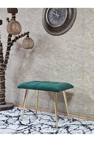 Gold Sivriltme Ayaklı 60 cm Puf Bench - Puf - Bench - Oturak - Mutfak Oturağı - Antre Oturağı Yeşil Renk 60 x 40 Boyut/Ebat ürün görseli