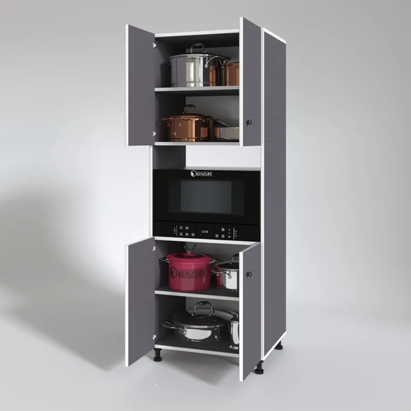 Kenzlife fırın dolabı cahide gri 180*65*50 mutfak XLARGE ayaklı banyo kiler ofis - 2