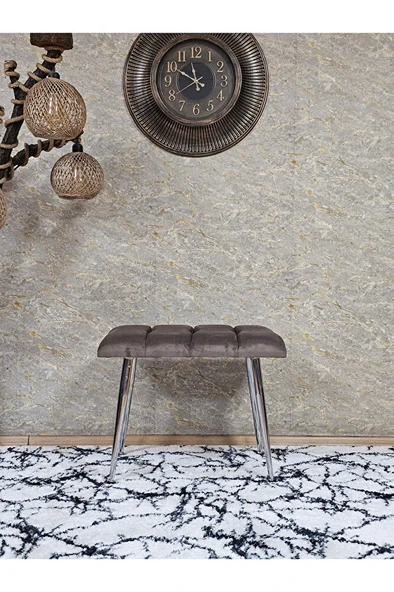 Krom Sivriltme Ayaklı 60 cm Puf Bench - Puf - Bench - Oturak - Mutfak Oturağı - Antre Oturağı Kahverengi Renk 60 x 40 Boyut/Ebat - Resim 2
