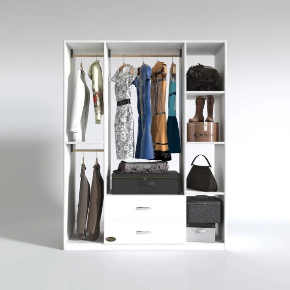 Kenzlife giysi dolabı orhan 175*120*40 byz gardırop 2 çekmeceli - Resim 2