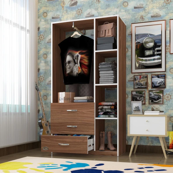 Kenzlife giysi dolabı ökkeş 175*90*40 cvz gardırop 3 çekmeceli ürün görseli