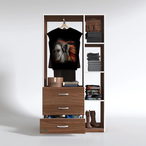 Kenzlife giysi dolabı ökkeş 175*90*40 cvz gardırop 3 çekmeceli - Resim 2