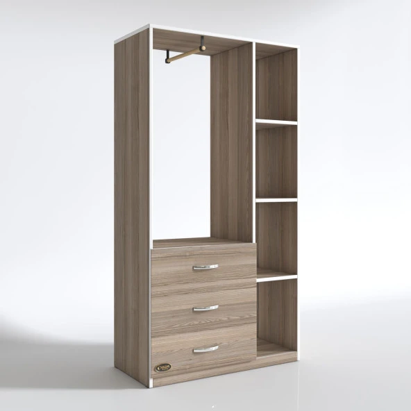 Kenzlife giysi dolabı ökkeş 175*90*40 crd gardırop 3 çekmeceli - Resim 3