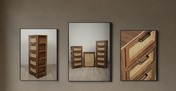 Vero 5 Çekmeceli MDF Dolap Meşe SZ5002 - 3