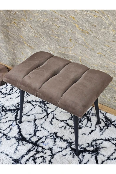 Siyah Sivriltmel Ayaklı 60 cm Puf Bench - Puf - Bench - Oturak - Mutfak Oturağı - Antre Oturağı Kahverengi Renk 60 x 40 Boyut/Ebat - Resim 4
