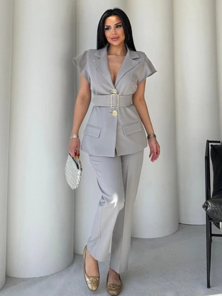 Vatkalı Yelek Pantolon İkili Takım - Resim 3