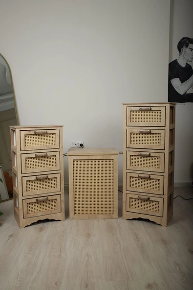 Vero 5 Çekmeceli MDF Dolap Ceviz SZ5003 - 2