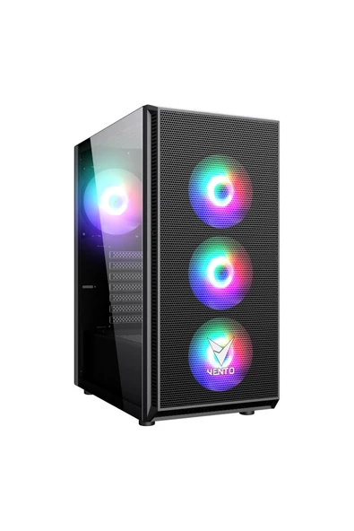 VENTO VG07F ARGB 650 TEMPERED GLASS 650W 80+ Bronze 4ad 120mm Mid-Tower Pencereli Kasa - 1