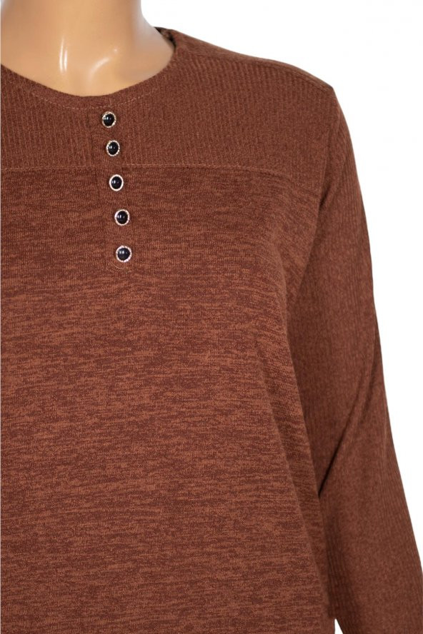 Arpati Kadın Şura Büyük Beden Mevsimlik Taba Bluz - 2