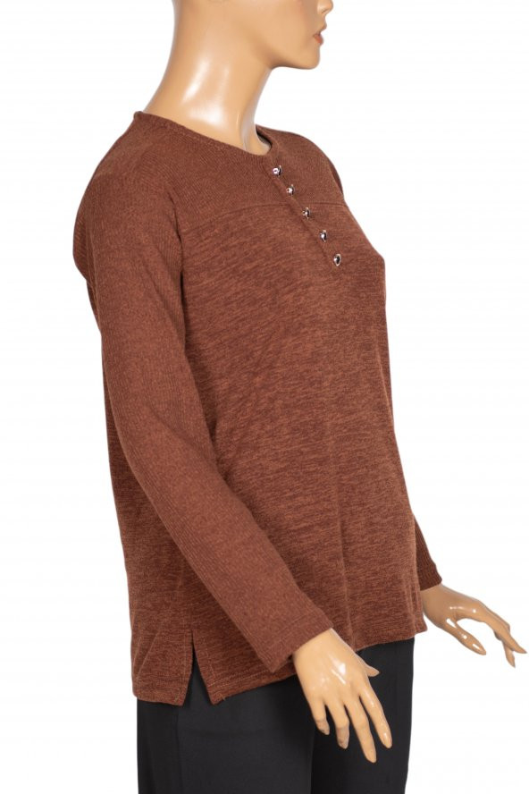 Arpati Kadın Şura Büyük Beden Mevsimlik Taba Bluz - 3