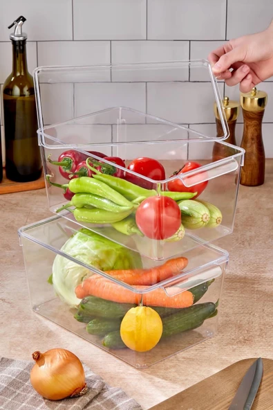 3 Lü Kapaklı Buzdolabı Organizeri & Buzdolabı Düzenleyici 6 lt - 2