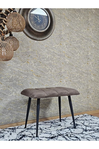 Siyah Sivriltmel Ayaklı 60 cm Puf Bench - Puf - Bench - Oturak - Mutfak Oturağı - Antre Oturağı Kahverengi Renk 60 x 40 Boyut/Ebat - Resim 3