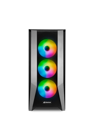 SHARKOON TG7M RGB ARGB Temperli Yan Cam, 4x120mm ARGB Fan, Type-C 3.2 Gen 2, Siyah, Mid-Tower Kasa - 2