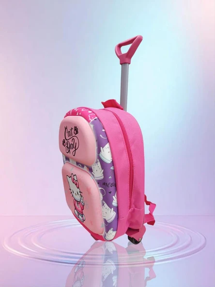 ÜÇ BOYUT HELO KİTY ÇEKÇEKLİ ANAOKUL KREŞ SIRT ÇANTA VALİZ ÇOCUK ÇANTASI (ÖLÇÜLERE BAKINIZ) - 2