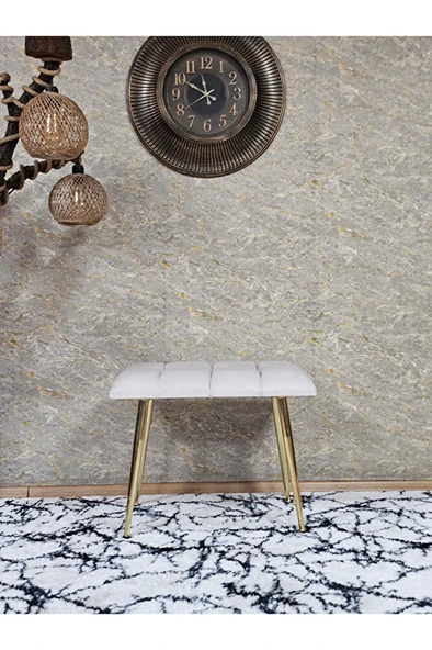 Gold Sivriltme Ayaklı 60 cm Puf Bench - Puf - Bench - Oturak - Mutfak Oturağı - Antre Oturağı Krem Renk 60 x 40 Boyut/Ebat ürün görseli