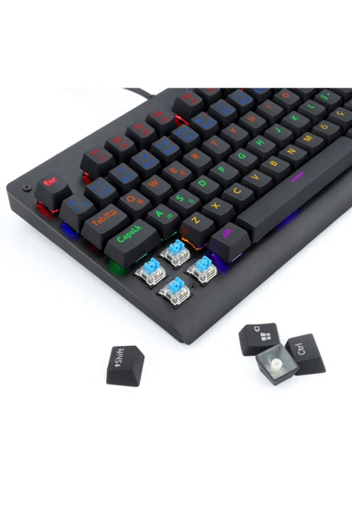 REDRAGON K568r Dark Avenger Rainbow Blue Switch Türkçe Q Mekanik Oyuncu Klavyesi - 2