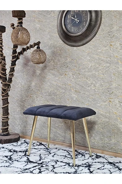 Gold Sivriltme Ayaklı 60 cm Puf Bench - Puf - Bench - Oturak - Mutfak Oturağı - Antre Oturağı Füme Renk 60 x 40 Boyut/Ebat ürün görseli