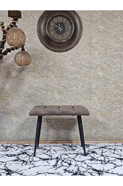 Siyah Sivriltmel Ayaklı 60 cm Puf Bench - Puf - Bench - Oturak - Mutfak Oturağı - Antre Oturağı Kahverengi Renk 60 x 40 Boyut/Ebat - Resim 2
