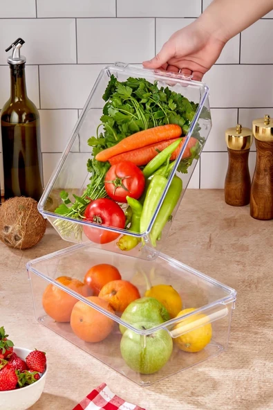 2 Li Kapaklı Buzdolabı Organizeri & Buzdolabı Düzenleyici 4,5 lt - 3