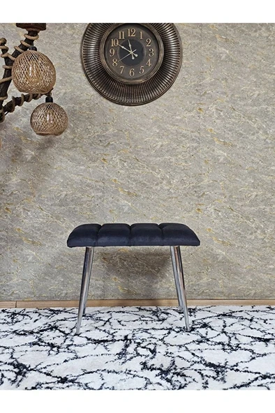 Krom Sivriltme Ayaklı 60 cm Puf Bench - Puf - Bench - Oturak - Mutfak Oturağı - Antre Oturağı Füme Renk 60 x 40 Boyut/Ebat - Resim 2