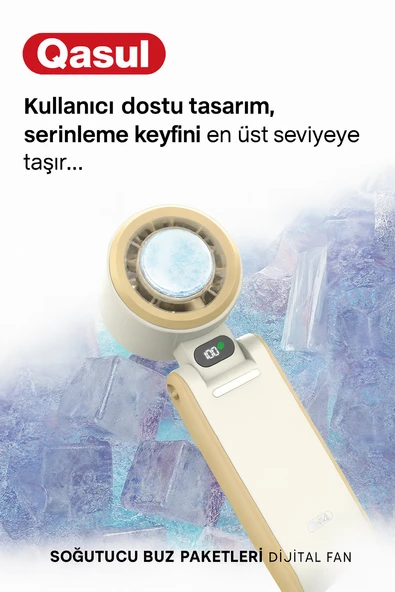 Dijital Ekranlı Soğutucu Mini Vantilatör  Soğuk Kompres Özellikli, Taşınabilir El Tipi Fan - 3