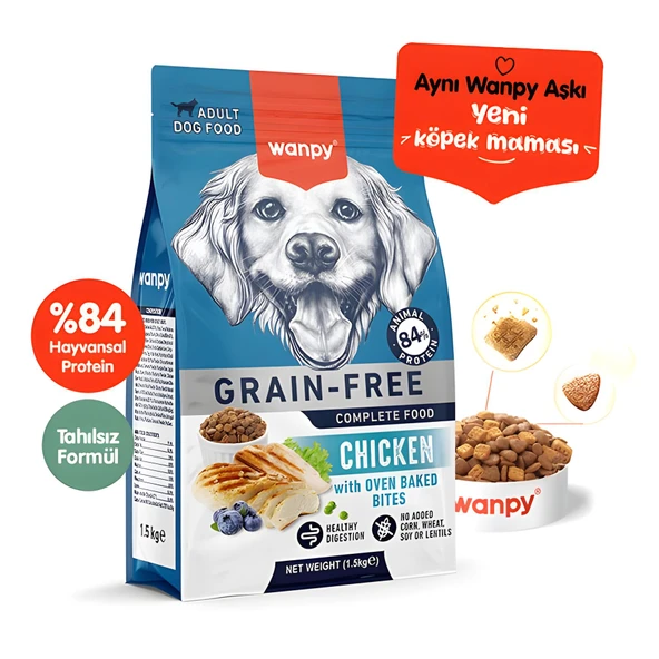 Wanpy Tavuklu Tahılsız Yetişkin Köpek Maması 1,5kg