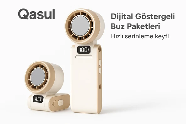 Dijital Ekranlı Soğutucu Mini Vantilatör  Soğuk Kompres Özellikli, Taşınabilir El Tipi Fan