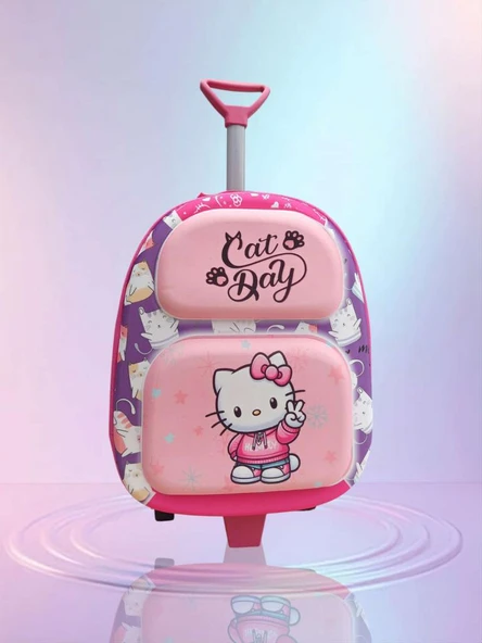 ÜÇ BOYUT HELO KİTY ÇEKÇEKLİ ANAOKUL KREŞ SIRT ÇANTA VALİZ ÇOCUK ÇANTASI (ÖLÇÜLERE BAKINIZ)