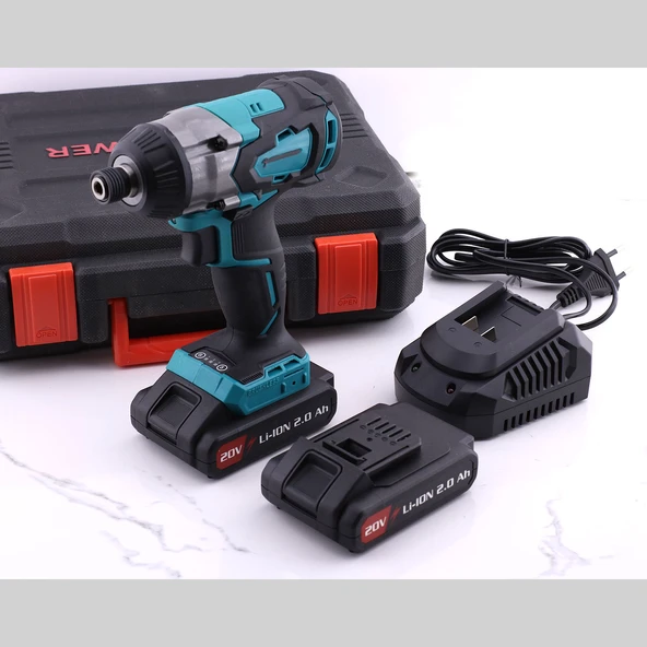 Kömürsüz Akülü Torklu Vidalama Çift Batarya Li-ion Batarya 20 V 4.0 Ah Üç Kademe Torklu Çantalı - Resim 4